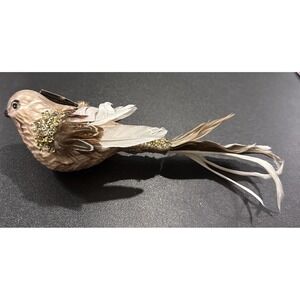 Robert Stanley Brown Bird Feather Tail Glass Christmas Holiday Tree Ornament NEW